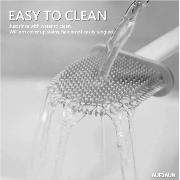 Silicon Toilet Brush with Slim Holder Flex Toilet Brush Anti-drip Set Toilet Bowl Cleaner Brush, No-Slip Long Handle Soft Silicone Bristle Clean Toilet Corner Easily.(Multi Color)